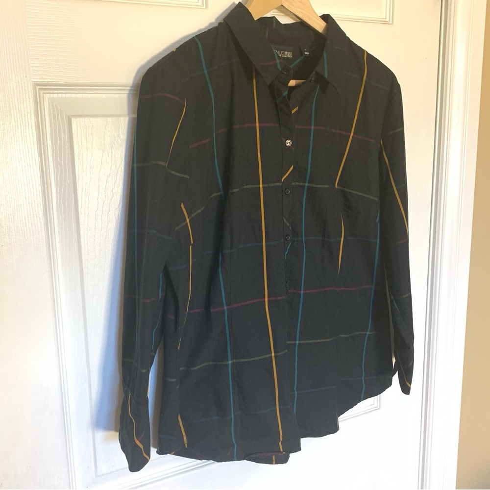 7th Ave Design Studio Multicolor Checkered Button-Down Shirt Large